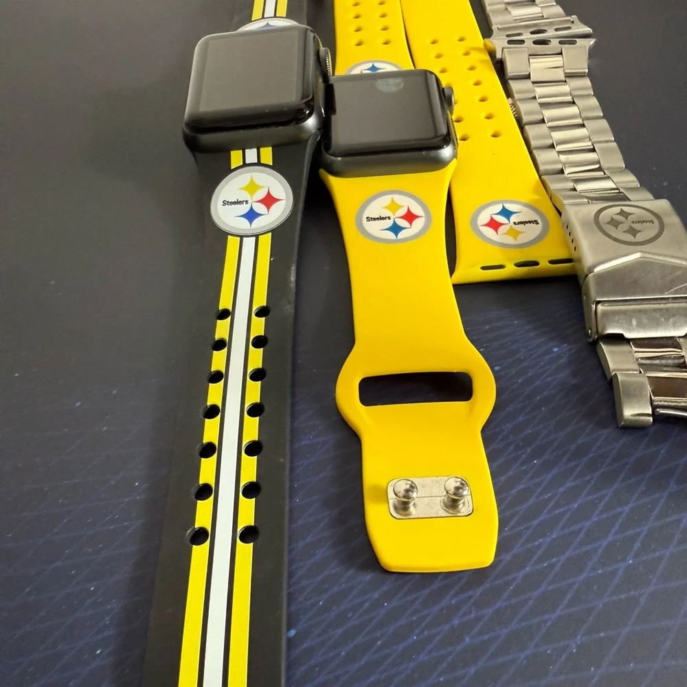 Steelers Themed Smartwatch Bands - Yellow and Black & Silver